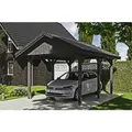 SKANHOLZ Carport "Wallgau", BxT: 380 x 500 cm, Firsthöhe: 313 cm, lasiert - grau