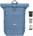 Lichtblaue Rolltop-Tasche mit Laptopfach für Uni, Arbeit & Fahrrad - Große Reisetasche - Wasserabweisend