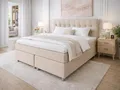 Tesla Dreams Boxspringbett 180x200 Ronda, 7 Zonen Taschenfederkern-Matratze H2/H3, 5 Jahre Garantie, Topper MemoLUX-12 cm, Unterbau Taschenfederkern, Montage verfügbar, Beige