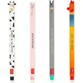 Legami Erasable Gel Pen Set Farm Sweet Farm, 4-tlg., löschbare Gelstifte, Gelschreiber, Kuh, Schwein, Esel, Hahn, EPSET0016 - Schwarz/Rosa/Grün/Rot
