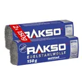 RAKSO Edelstahlwolle mittel - 300 g, 2 Banderolen à 150g rostfrei, entfernt hartnäckige Ablagerungen von Fliesen, Keramik-Böden im Nassbereich