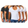 Young & Rich T-Shirt Herren Uni Basic extra tiefer Ausschnitt Unterziehshirt 1315 V-Ausschnitt unifarben kurzarm slim fit schwarz XXL