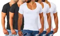 Young & Rich Herren Uni T-Shirt Basic mit extra tiefem V-Ausschnitt Slimfit deep V-Neck Stretch dehnbar 1315, Grösse:XXL, Farbe:3X Weiß / 2X Schwarz (5er Pack)