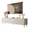 Lookway Moderner TV-Schrank in Kaschmir matt auf schrägen Onyx-Beinen – COLGANTE 200 cm (Beine: Gold Chrom)