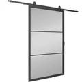 inova Loft Glasschiebetür 900 x 2150 mm 3 Felder Grauglas Komplettset aus Stahl in Schwarz inkl. 2Seitiger Softclose