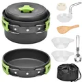 Qtiwe 10-teiliges Kochgeschirr Kit Picknick Töpfen Campinggeschirr