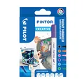 PILOT PINTOR Kreativmarker – 6 Stück in F – Fun-Farben – Farbmarker-Stifte für DIY-Projekte, für fast alle Oberflächen, schnell trocknend und gut deckend