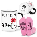 Geschenkset zum 50. Geburtstag für Frauen, Becher & Socken für Frauen, Lustig...