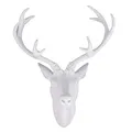 Mojawo Tolles Hirschgeweih Hirschkopf Geweih 10-Ender Weiß Optik 14x16x30cm Figur Skulptur Wohndekoration