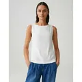 OPUS Shirttop ILONKI Loose in edler Strickoptik ärmellos und mit Rundhalsausschnitt weiß 42