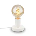 BRILONER - Nachttischlampe Retro mit Kabelschalter, E27 Fassung, max. 10 Watt, Tischlampe vintage, Lampe, Schreibtischlampe, Tischleuchte, Bürolampe, Leselampe Bett, Leselicht, 10x9 cm, Weiß