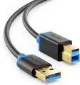 deleyCON 0,5m USB 3.0 Super Speed Kabel USB A-Stecker zu USB B-Stecker Datenkabel bis zu 5 Gbit/s für z.B. Drucker Scanner Multifunktionsdruckern Schwarz