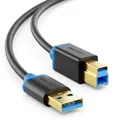 deleyCON 0,5m USB 3.0 Datenkabel / Druckerkabel - USB A-Stecker zu USB B-Stecker