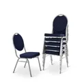 MACOShopde by MACO Möbel Raburg Stapelstuhl 6er-Set – Bankettstuhl gepolstert & stapelbar, bis 150 kg belastbar, robuster Stahlrahmen – Gastronomie, Hotel, Konferenz & Events | Vienna Silber/Blau