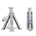 alca® Unterstellbock 3t klappbar I Auto Stützbock Set (2 Stück), faltbar, 3-Fach höhenverstellbar mit Sicherheitsstift, Gewicht 2,0kg je Bock, Höhe 290–405 mm, aus Stahl, Silber-grau