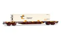 Electrotren HE6080 RENFE, 4-achsiger Containerwagen MMC3, mit Kühlcontainer Transporte Combinado, oxidrot, ep. V, Rot