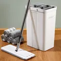 Wischmopp und Eimer mit AuswringerSet, Flacher Bodenwischer und Eimer, Mopp f...