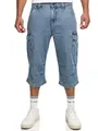 Indicode Herren Nicolas Check 3/4 Cargo-Shorts inkl. Gürtel | Herrenshorts aus Baumwolle Blue Wash, S