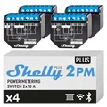 Shelly Plus 2PM | Wlan 2 Kanäle Smart Relais Schalter | Rolladenschalter mit Stromverbrauchsmessung | Hausautomation | Google Home Alexa Zubehör | iOS Android App (4 Pack)