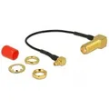 Antennenkabel SMA 90° (Buchse zum Einbau) > MMCX 90° Stecker, Adapter grau/gold, 10cm