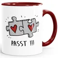 MoonWorks® Kaffee-Tasse Passt!!! 2 Puzzleteile Geschenk Liebe Valentinstag Jahrestag Beziehung Inner-bordeaux Keramik-Tasse