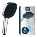 GROHE Vitalio 110, Duschkopf wassersparend, 6l pro Min (Handbrause 2 Strahlarten, per Drehregler verstellbar, Universalanschluss, Silikonring schützt Duschbrause bei Stürzen), eckig, chrom, 2639710E