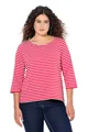 Ulla Popken Damen große Größen Übergrößen Plus Size Ringelshirt, Classic Fit, Rundhals, 3/4-Arm Lychee 62+ 837114530-62+