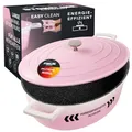 STONELINE Cocotte Bräter Induktion mit Deckel 32 cm, 6,6 L, Topf Antihaft Beschichtung mit echten Steinpartikeln, Bratentopf Schmortopf für alle Herdarten und Backofengeeignet, Farbe: Rosa