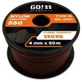 GO!elements Abspannleine Paracord 550 - 4mm, Paracord 550 aus reißfester Nylonschnur braun 50m