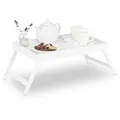 Relaxdays Betttablett Bambus weiß Weiß