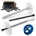 STRÜBER WDVS SET (Ø10x220mm Dämmstoffdübel mit Kunststoffnagel 600St + Grau Styropor Rondelle 600St + Styroporfräser 1St) Satz für Fassadendämmung Wärmedämmung EPS Abdeckkappen Fräse Tellerdübel ETA