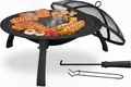 Relaxdays Feuerschale, Ø Schale 51 cm, klappbare Beine, Grillrost, Funkenschutz, Schürhaken, Feuerstelle Garten, schwarz
