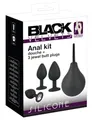 Black Velvets Anal Kit - 4-teiliges Analplug-Set für Frauen und Männer, mit Analdusche, in unterschiedlichen Größen und Glitzerstein-Stopper, schwarz