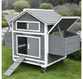 Mucola Hühnerstall Hühnervoliere inkl. 2 Nestboxen Hühnerhaus Holz Geflügelstall, Rollbar, 4 Nistplätzen, Holzrampe, 2 Sitzstangen