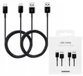 ORG 2x Neues Original-Kabel 2er-Pack Samsung USB A-C 1,5 m 3 A 25 W, schwarz
