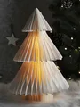 LED Papier Tannen Baum weiß - 30 cm -  Falt Weihnachts Tisch Deko zum Stellen