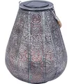 Dehner Solar-Laterne Scala, Ø 20 cm, Höhe 25 cm, Metall/Kunststoff, Lichtfarbe warmweiß, grau/silber