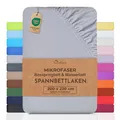 NatureMark Microfaser Boxspringbett & Wasserbett Spannbettlaken 200 x 220 cm - 40 cm Steghöhe - 200x220cm Spannbetttuch - 100% Polyester, Silber/Hellgrau