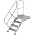 Munk Treppe mit Plattform 45° Stufenbreite 600 mm 4 Stufen Aluminium geriffelt (Gerüst, 60 cm) (600424)
