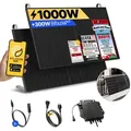 Balkonkraftwerk 1000W Solaranlage mit Balkon Halterung Steckerfertig Komplettset Photovoltaik Anlage 800W - onBasic, Kabellänge:5 m