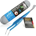 BluePet 2in1 Zeckenpinzette für Hunde, Katze, Pferd & Mensch I Edelstahl Zeckenzange mit Case I Zeckenhebel als Solider Zeckenentferner I Alternative zu Zeckenpinzette, Zeckendreher & Zeckenmittel