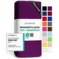 Jacobson Spannbettlaken BOXSPRING & ÜBERLÄNGE aus 100% Baumwolle, für hohe & lange Matratzen, Jersey Bettlaken 160 g/m2 lila 180 - 200 cm x 220 cm