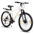 HILAND 26 Zoll Mountainbike für Männer und Frauen, Aluminiumrahmen, 21-Gang Schaltung mit mechanischen Scheibenbremsen und Federgabel, Weiß