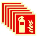 6 Stück Schild Feuerlöscher 15 x 15 cm PVC Nachleuchtend Selbstklebende Brandschutzschild Feuerlöscher Aufkleber Sicherheitsmarkierung Brandschutzzeichen Nach ISO für Haus Büro Baustelle und Auto