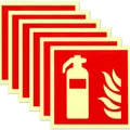 Feuerlöscher Schild 6 Stück PVC Nachleuchtend selbstklebend 15x15 cm Brandschutz