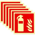 6 Stück Schild Feuerlöscher 15 x 15 cm PVC Nachleuchtend Selbstklebende Brand...