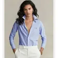 Polo Ralph Lauren für Damen. 211664416002 Oxford-Strickhemd mit blauen Streifen (M), Lässig, Baumwolle, Langarm