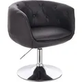 Svita Panama Retro Loungestuhl Polsterstuhl Cocktailsessel Tellerfuß Metall Kunstleder Schwarz