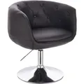 Panama Retro Loungestuhl Cocktailsessel Schwarz Kunstleder Tellerfuß - Svita