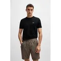 BOSS GREEN Rundhalsshirt Tee mit gummiertem Kontrast-Logo schwarz M (48)